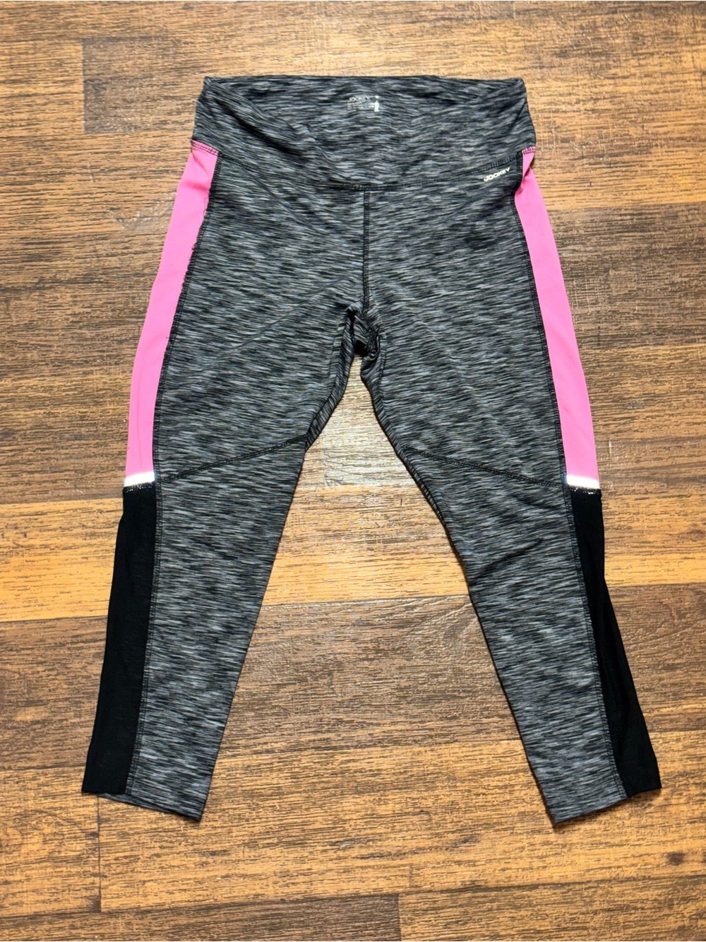 Jockey Gray Heather Leggings with Pink & Black Panels